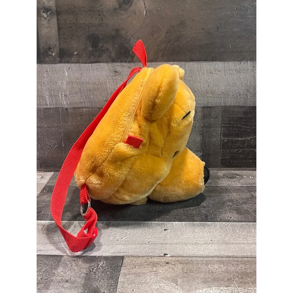 Disney Store Winnie the Pooh Plush Character Head Backpack Yellow Red Straps